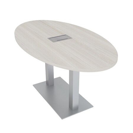 Skutchi Designs Oval Conference Table With Power, 36 in W, 72 in L, Ivory HAR-OVL-36X72-DOU-K458-ESIL