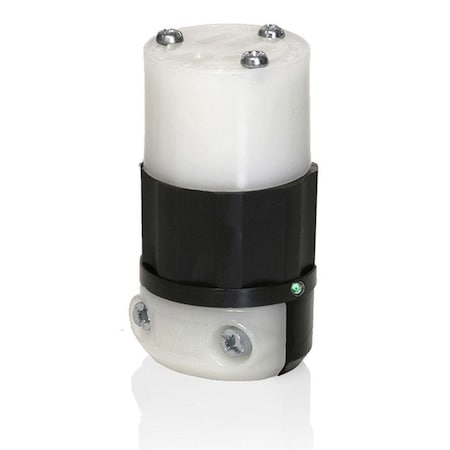 Leviton Straight Blade Connector, 6-15R, 15 A, 250V AC, 2 Pole, 3 Wire, Screw Terminals, Black, White 5669-PLC