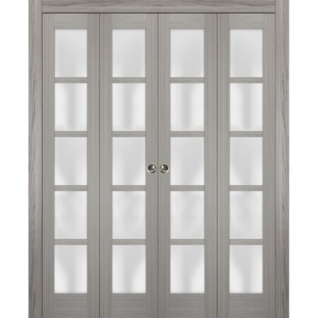 Sartodoors Sliding Closet Double Bi-fold Doors Solid Core Modern Interior QUADRO4002DBF-SSS-72 x 84 (4* 18x84)