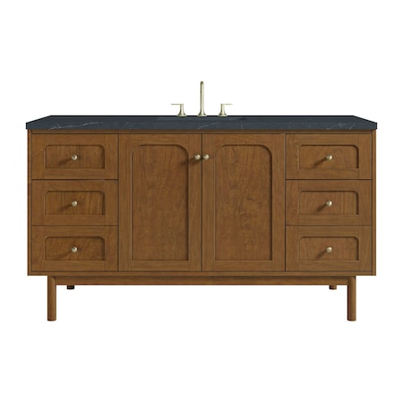 James Martin Vanities Laurent 60" Single Vanity, Honey Oak w/ 3 CM Charcoal Soapstone Silestone Top 545-V60S-HNO-3CSP