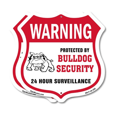 Signmission 24 Hour Surveillance Shield Sign Warning, 18 inch X 18 inch, Plastic Sign, 2PK SHI-P-2PACK-18-350