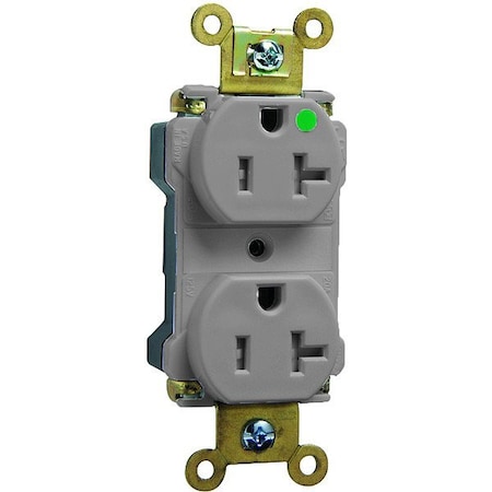 Pass & Seymour Straight Blade Receptacle, 5-20R, 20 A, 125V AC, 2 Pole, 3 Wire, Recessed Mount, Grounded PTTR63HGRY