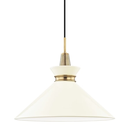 Mitzi Kiki 1 Light Pendant 18 In. Aged Brass/Cream H251701L-AGB/CR