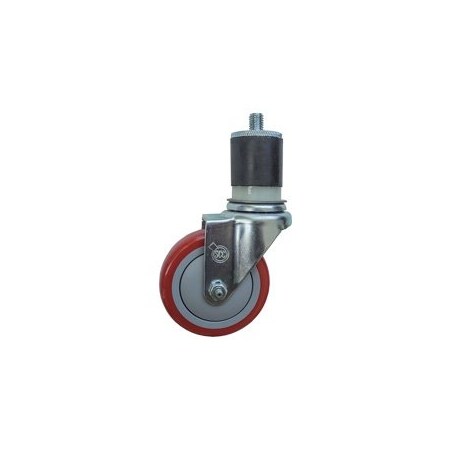 Service Caster 4'' SS Red Poly Wheel Swivel 1-3/4'' Expanding Stem Caster SCC-SSEX20S414-PPUB-RED-134