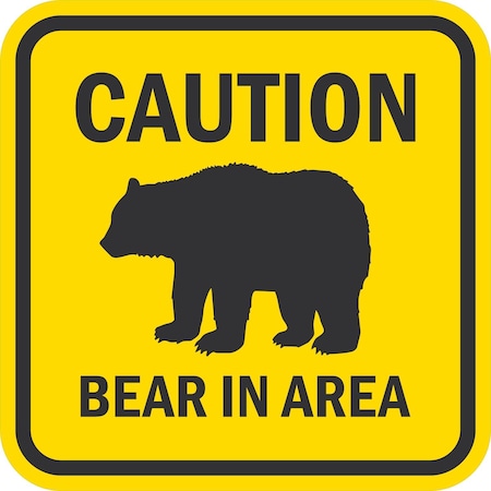 Lyle Caution Bear In Area (W/Graphic), 12x12, Diamond Grade, Yellow G-2164-DG_12x12