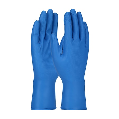 Grippaz Extended Use Ambidextrous Nitrile Glove with Textured Fish Scale Grip, 8 Mil, Bagged, 48PK 67-308/XL