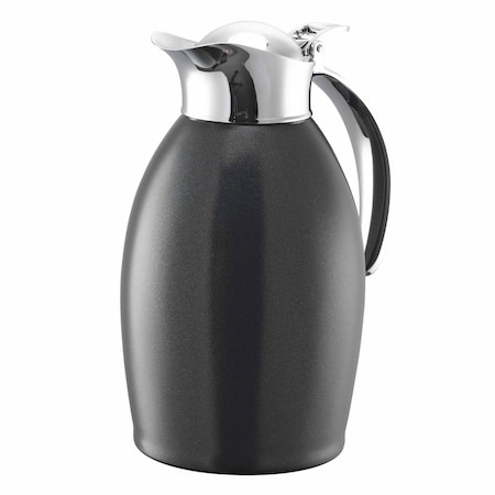 Service Ideas Nicollet Series 1-Liter Stainless Vacuum Insulated Carafe with Flip-Top Lid in Radiant Black NIC10BSBL