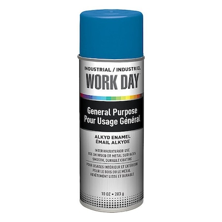 Work Day Spray Paint, True Blue, Gloss, Solvent, 10 oz A04456007