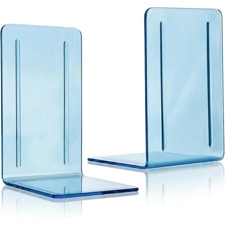 Acrimet Clear Plastic Bookends 1 Pair, Book Holder (Clear Blue), 2PK 290.4