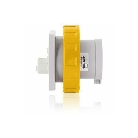 Leviton Pin & Sleeve Inlet, 16 A, 100/130V AC, 2 Pole, Yellow W216-B4