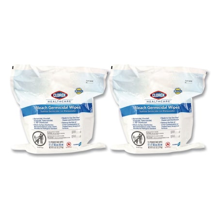 Clorox Bleach Germicidal Wipes, 12 x 12, Unscented, 110/Refill, PK2 CLO 30359