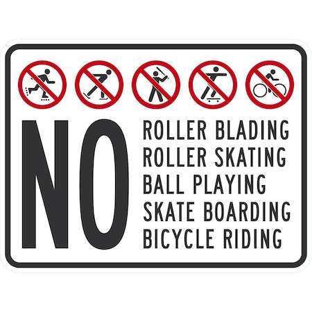Lyle No Roller Blading, Skating, Ball Playing, Skate, 24x18, Engineer Grade, White G-11932-EG_24x18
