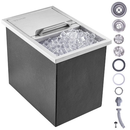 Vevor 18 inx12 inx14.5 in Drop in Ice Chest Ice Cooler Ice Bin Stainless Steel w/Cover FG-SKU10