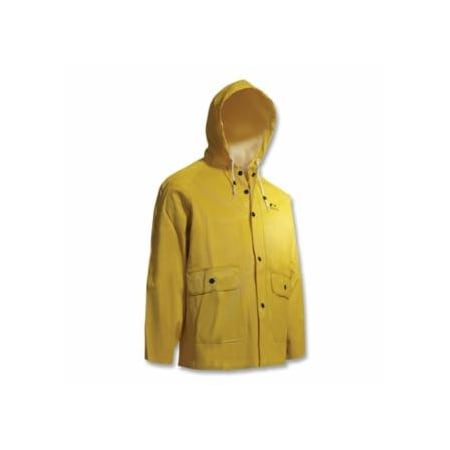 Onguard Webtex Rain Jacket, Attached Hood, 0.65 mm Thick, Heavy-Duty Ribbed PVC, Yellow, 3X-Large, 20PK 868-7603400.3X