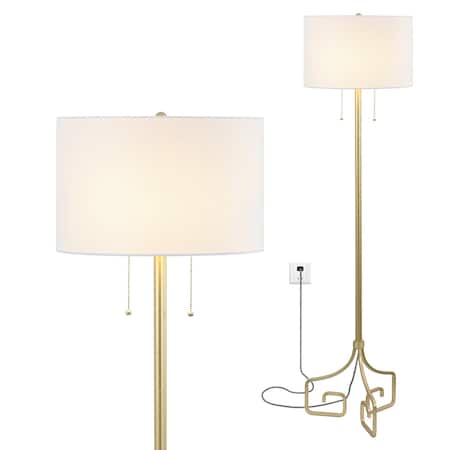 Jonathan Y Newman 61.5" Transitional Glam Metal LED Floor Lamp, Gold Painting JYL3076A