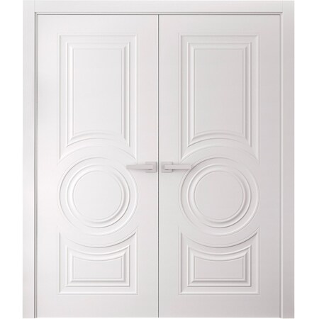 Sartodoors Interior Double Doors 48 x 84 inches, BASIC 9801 White, Wood Interior Solid Panel Frame, Closet B BASIC9801DD-SKIN-4884