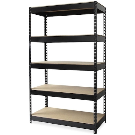 Hirsh 3800 Riveted Steel Shelving 5-Shelf Unit, 16D x 36W x 60H, Black 17126