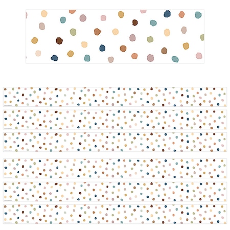 Teacher Created Resources Everyone is Welcome Painted Dots Straight Border Trim, 35 Feet Per Pack, 6PK TCR7165