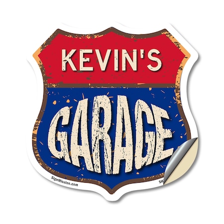 Signmission Kevin's Garage, 18 Inch X 18 Inch, Vinyl Decal SHI-D-18-383-KEVIN