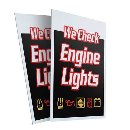 Signmission We Check Engine Lights, Plastic Signs Only 24 Inch x 36 Inch, Corrugated Plastic, 2PK CSB-2436-2PACK-We Check Engine Lights