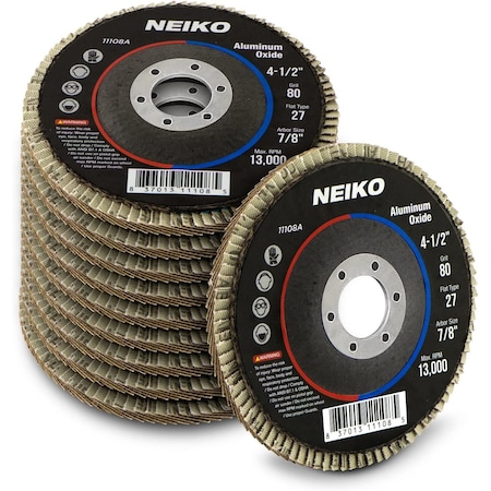 Neiko Flap Disc, Alum Oxide, 80 Grit, 10PK 11108A