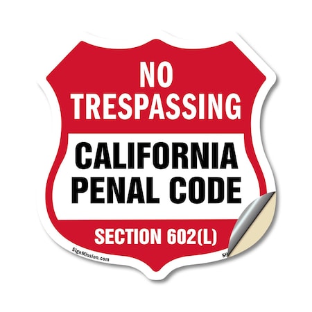 Signmission California No Trespassing Shield Sign Ca, 12 Inch X 12 Inch, Vinyl Decal SHI-D-12-368