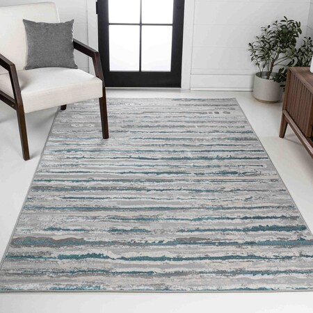 Jonathan Y Batten Modern Stripe Gray/Turquoise 3 ft. x 5 ft. Area Rug SOR204A-3