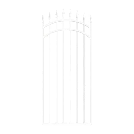 Nuvo Iron 33-in W x 68-in H Glossy Wht Tiger Eye Gate Arched - Self Closing Hardware W/Dbl Side Handle ITGA3368GW