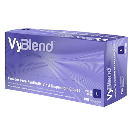 Safety Zone Synthetic Vinyl Powder Free 4.5 mil Gloves - Blue-Violet, Lrg - Case of 1000 GL-VN104VBFL