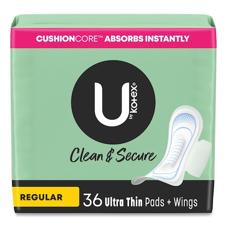 Kotex U by Security Regular Ultrathin Pad with Wings, Unscented, 36PK 53631