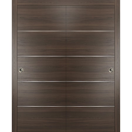 Sartodoors Sliding Closet Bypass Doors with hardware, Planum 0020 Chocolate Ash, Sturdy Rails Moldings Trims H PLANUM0020DBD-CA-84