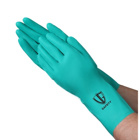 Vguard Nitrile Chemical Gloves, 11 mil Palm, Nitrile, SM, 288 PK, Green C11A27