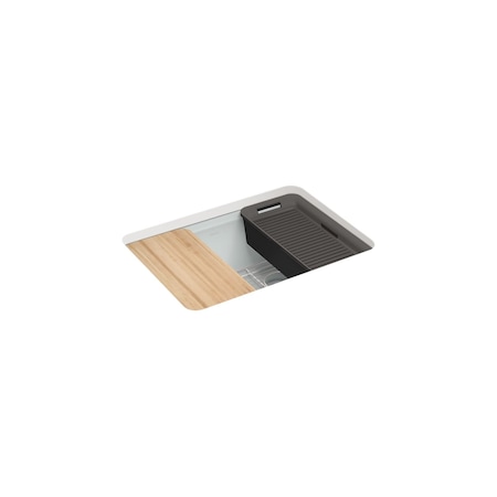 Kohler Riverby 27 undermount single-bowl workstation kitchen sink Ice Grey 8668-5UPC-95