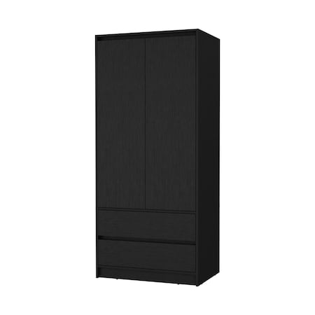 Homeroots 32" Black Accent Cabinet Soft Close With Multiple Shelves And Three Drawers 518212