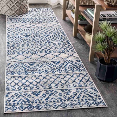 Jonathan Y Moroccan HYPE Boho Vintage Tribal Cream/Blue 2 ft. x 8 ft. Runner Rug MOH103A-28