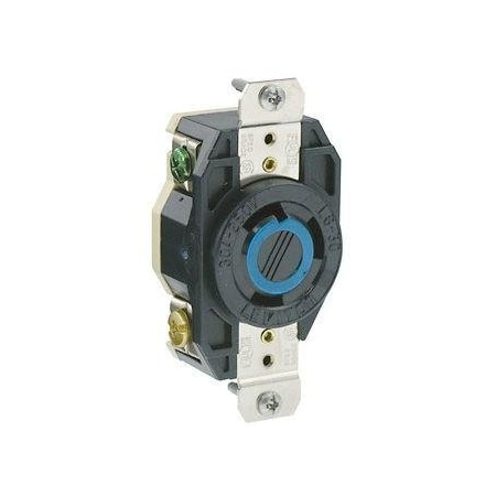 Leviton Flanged Locking Receptacle, L6-30R, 30 A, 250V AC, Single Phase, 2 Pole, Flush Mount, Black 2620