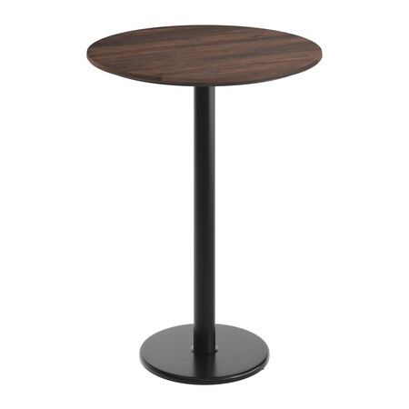 Flash Furniture 31.25" Round Tabletop, Seamless Surface Technology, Dark Brown with 18" Round Black Bar Height Base ST-RD31-WBR-TR18B-GG