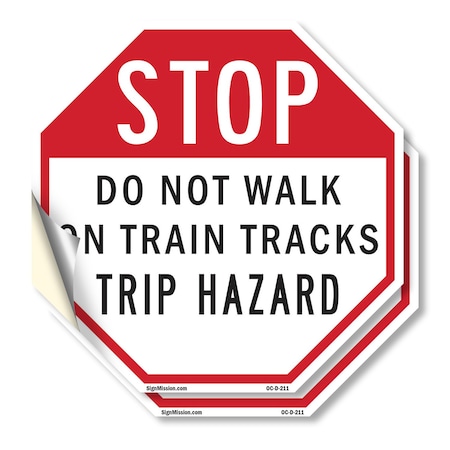 Signmission Stop Do Not Walk on Train Tracks Tr, 10 inch X 10 inch, Vinyl Decal, 2PK OC-D-2PACK-10-211