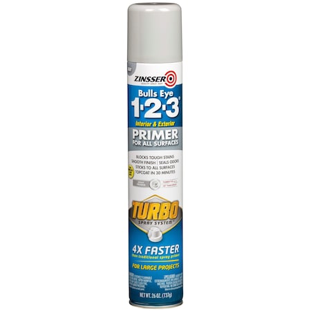 Zinsser General Purpose Spray Primer, Be 1-2-3 Turbo Gray, Flat, Alkyd, 26 oz. 343748