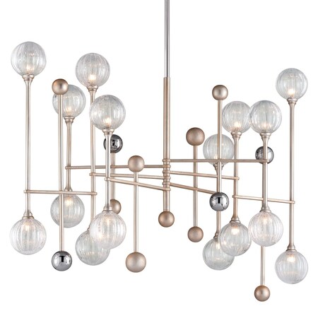 Corbett Lighting Majorette 16 Light Linear 50.25 In. Silver Leaf W Polished Chrome 241-016-SL/PC