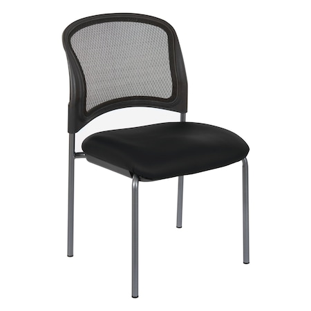 Office Star ProGrid Titanium & Black Visitors Chair, Straight Legs, Dillon Black 86724R-R107