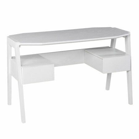 Homeroots 48" White Writing Desk With Two Drawers 402024