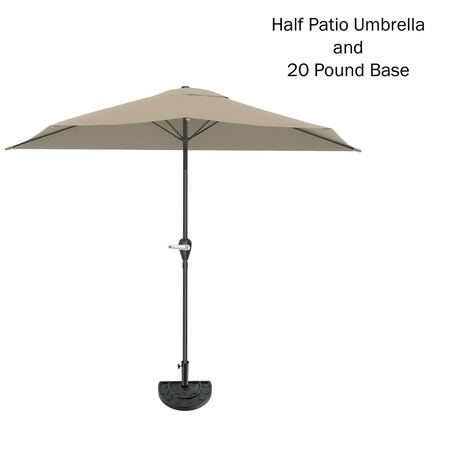 Pure Garden 9ft Half Umbrella, Sand 50-LG1044B
