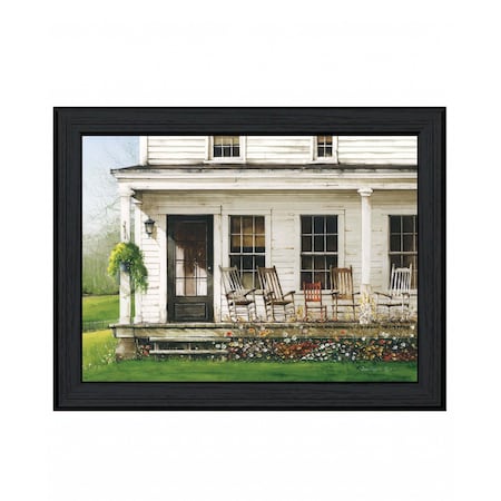 Homeroots Back Porch Gathering 1 Black Framed Print Wall Art 407414