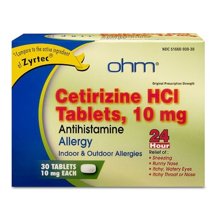 Ohm Laboratories Cetirizine, 10mg, 30PK 51660093930