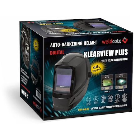 Weldcote KLEARVIEW Plus Auto-Darkening Helmet & Accessories with True Color Replacement Lens Cartridge KLEARVIEWPCTRTC