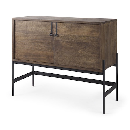 Homeroots Dark Brown Two Door Cabinet With Metal Legs 391990