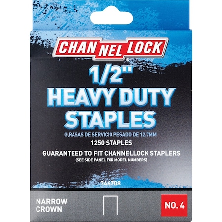 Channellock No. 4 Hvy Dty Narrow Crown Staple 1/2 In., 1250PK 346708