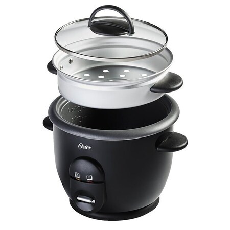 Mr. Coffee Oster DiamondForce Rice Cooker, 6 Cup Capacity, 700 W, 10 in L, Metal/Plastic, Black 2109987