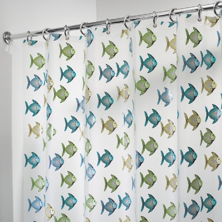 Idesign York Graphic 72'' x 72'' Blue/Green Fish Eva Shower Curtain 27780